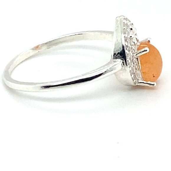 Hessonite 1.78ct Platinum Finish Solid 925 Sterling Silver Ring - Picture 4 of 6